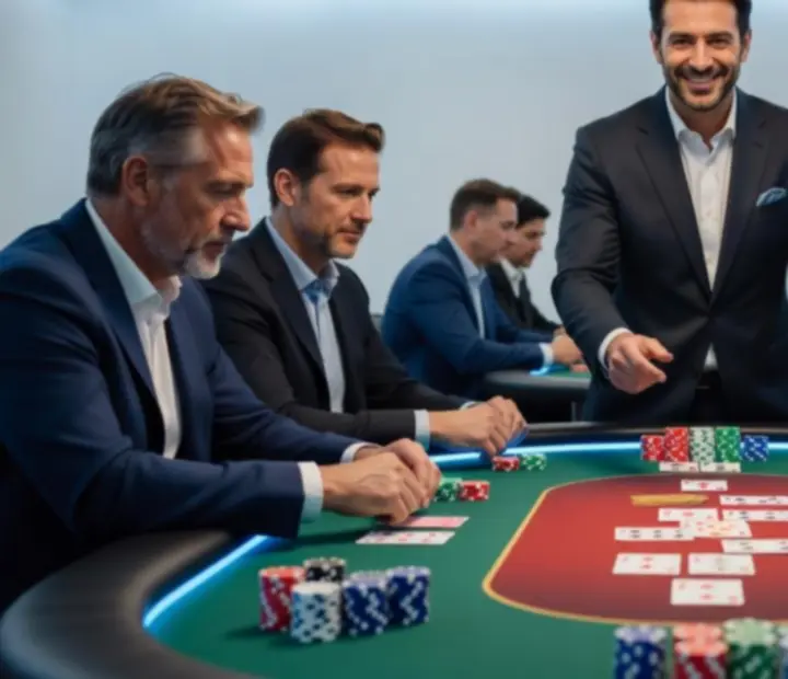 Moderátor Bohekrad vede hosty u pokerového stolu